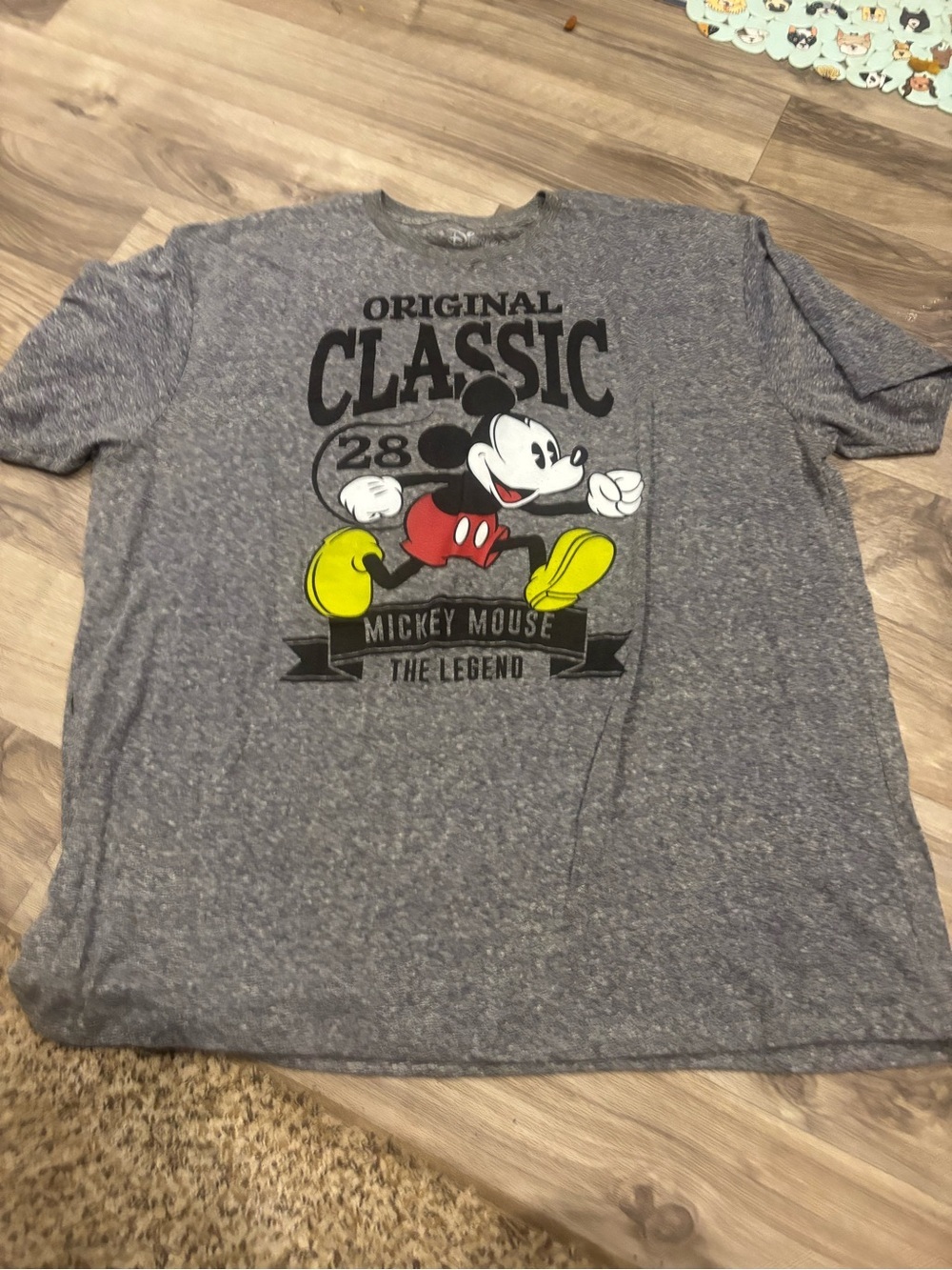 Disney Mickey Mouse 'Original Classic' Graphic Tee - Grey with Red & Yellow